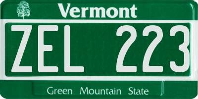 VT license plate ZEL223