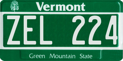 VT license plate ZEL224