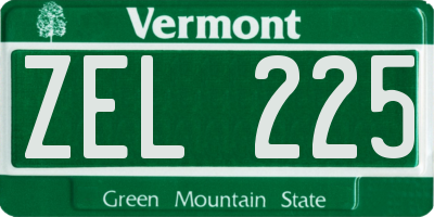 VT license plate ZEL225