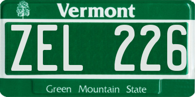 VT license plate ZEL226