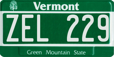 VT license plate ZEL229