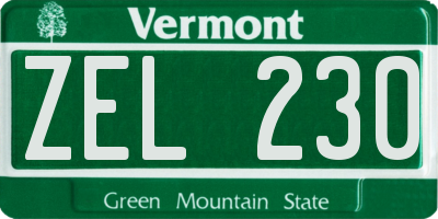 VT license plate ZEL230