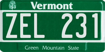 VT license plate ZEL231