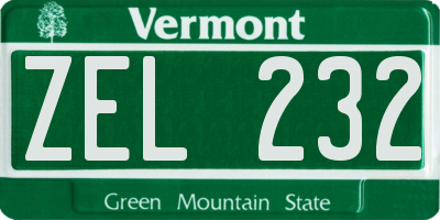 VT license plate ZEL232