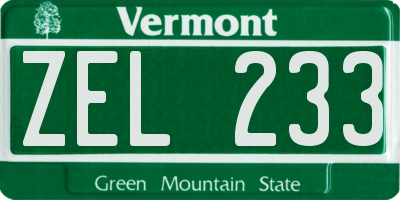 VT license plate ZEL233