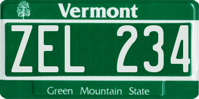 VT license plate ZEL234