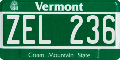 VT license plate ZEL236