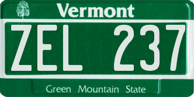 VT license plate ZEL237