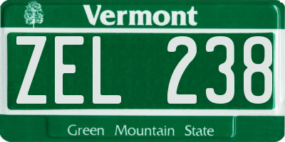 VT license plate ZEL238