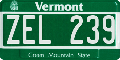 VT license plate ZEL239