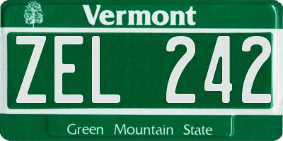 VT license plate ZEL242