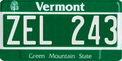 VT license plate ZEL243