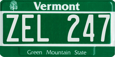 VT license plate ZEL247