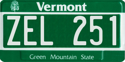 VT license plate ZEL251