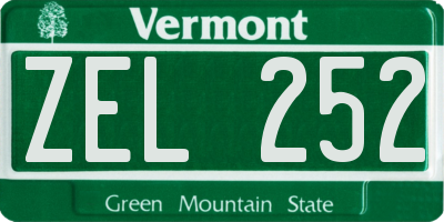 VT license plate ZEL252