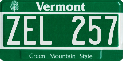 VT license plate ZEL257