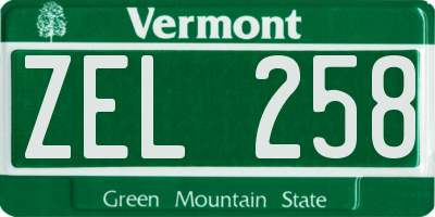 VT license plate ZEL258