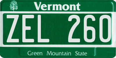 VT license plate ZEL260