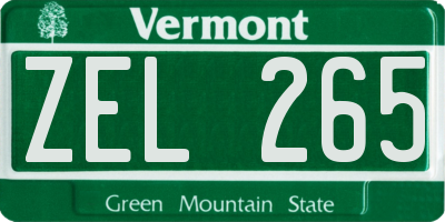 VT license plate ZEL265