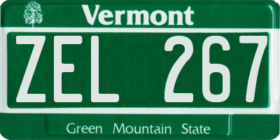 VT license plate ZEL267