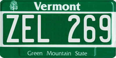 VT license plate ZEL269