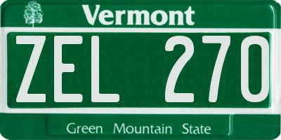 VT license plate ZEL270