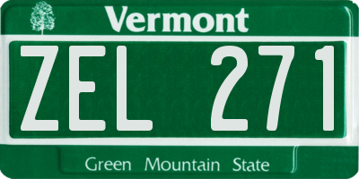 VT license plate ZEL271