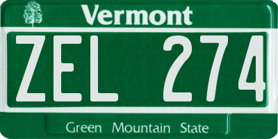 VT license plate ZEL274