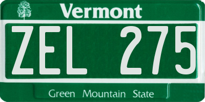 VT license plate ZEL275
