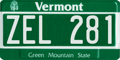 VT license plate ZEL281