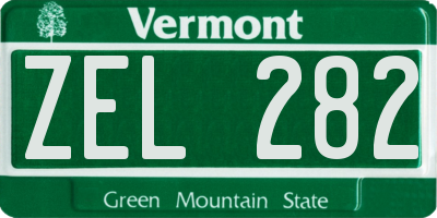 VT license plate ZEL282