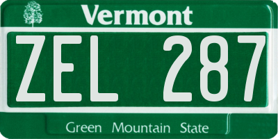 VT license plate ZEL287