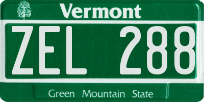 VT license plate ZEL288