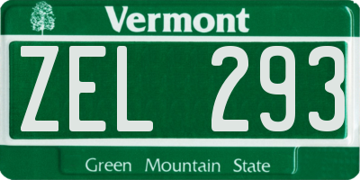 VT license plate ZEL293