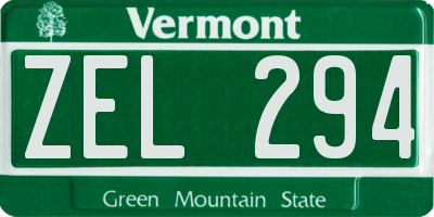 VT license plate ZEL294