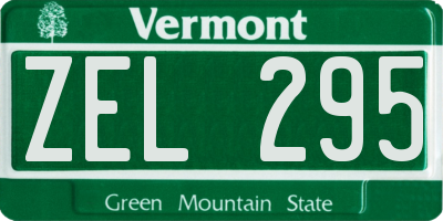 VT license plate ZEL295