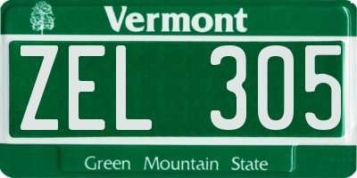 VT license plate ZEL305