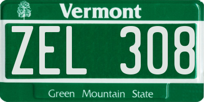 VT license plate ZEL308