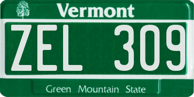 VT license plate ZEL309