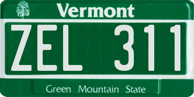 VT license plate ZEL311