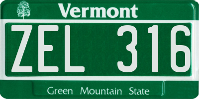 VT license plate ZEL316