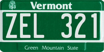 VT license plate ZEL321
