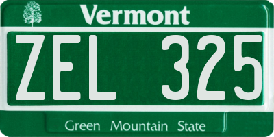VT license plate ZEL325