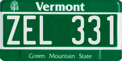 VT license plate ZEL331