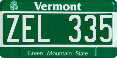 VT license plate ZEL335