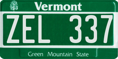 VT license plate ZEL337