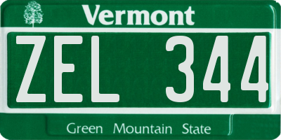 VT license plate ZEL344