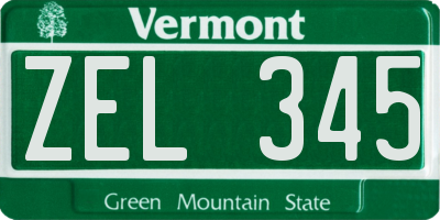 VT license plate ZEL345
