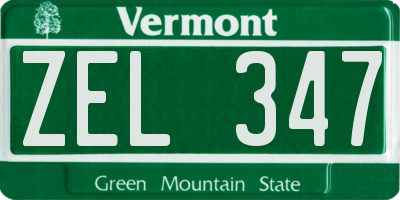VT license plate ZEL347