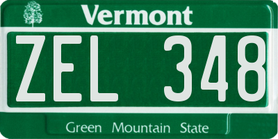 VT license plate ZEL348